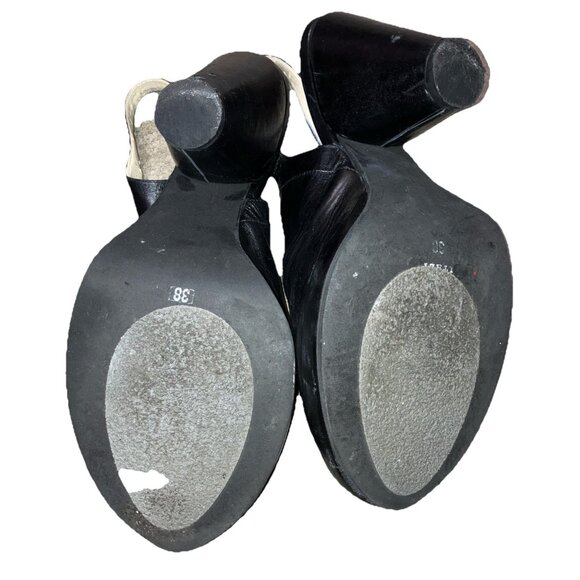 6.5 Vita Mori 90s Cuban Heel Platform Sling Hoof Toe Pumps Vintage Clubbing Rave - Picture 3 of 3